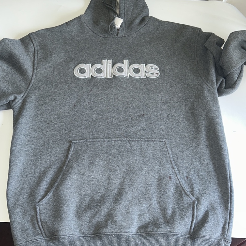 Adidas Gray Fleece  Long Sleeves Pullover Hoodie - Picture 12 of 17